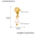 Ciondolo in acciaio dorato con perla d'acqua dolce bianca naturale per bracciali - Ciondolo Solo (Senza Catena) Perla d'Acqua Dolce