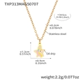 Detailed view of unicorn star pendant on gold stainless steel chain with size info - Gold Sea Star Unicorn Necklace (TXP313) / 34+5cm