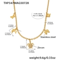Détails du collier plaqué or 18 carats avec dimensions et breloques animaux - TXP347-Collier DIY Doré