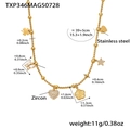 Collana in acciaio inossidabile placcato oro 18K con pendenti multipli e farfalla d'oro - 39+5cm / TXP346-Collana DIY Oro