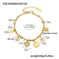 Bracciale regolabile in acciaio inossidabile dorato con ciondoli e zirconi - 16+5cm / TXE346-Bracciale DIY Oro