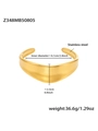 Brazalete abierto de acero inoxidable dorado pulido con un diseño irregular y elegante - Estilo de Arco en V Ancho (Z348) / Dorado