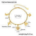 Bracelet doré en acier inoxydable avec breloques papillon et oiseau et dimensions - TXE347-Bracelet DIY Doré