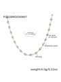 Blauwgroene boze oog ketting van roestvrij staal met 45 cm kettinglengte en kralen - Groen Emaille Goudtint (P1528MDD50807)