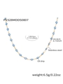 Gouden roestvrijstalen ketting met blauwe emaille kralen in boze oog ontwerp - Blauw Emaille Goudtint (P1528MDD50807)