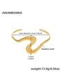 Brazalete dorado ondulado de acero inoxidable pulido con un diseño orgánico elegante - Estilo Fluido de Onda Irregular (Z069) / Dorado