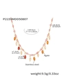 Gouden rvs ketting met boze oog kralen en kleurrijke bedels van natuurlijke agaatsteen - Roze Emaille Goudtint (P2159MDD50807)