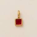 18K gold plated stainless steel necklace with a square red birthstone pendant - January Birthstone Pendant / Gold