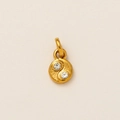 Golden stainless steel round pendant with Tai Chi Yin Yang symbol and clear crystals - Yin Yang 4.5mm