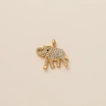Detailed view of a gold elephant pendant featuring pavé-set stones and a black gemstone eye - Pave Rhinestone Elephant Style (Gold)