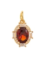 Détail macro du pendentif ovale en pierre de naissance rouge avec halo de zircon blanc - Janvier (Pendentif)