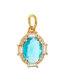 Détail du pendentif ovale en pierre de naissance bleu clair avec zircons dorés - Mars (Pendentif)