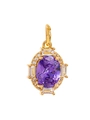 Détail du pendentif ovale violet avec halo de zircon blanc et plaquage doré - Juin (Pendentif)