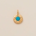 Pendentif doré avec cadre en étoile et pierre de zircon cubique bleu ciel ronde - Pendentif Pierre de Naissance Décembre