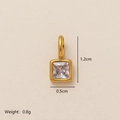 Vierkante geboortesteen hanger in goud met heldere zirkoon, 1,2 cm hoog en 0,5 cm breed - April Hart Hanger - Goud