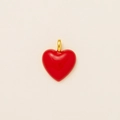 Golden heart pendant with red enamel finish for DIY jewelry necklaces and bracelets - Red Enamel Heart Pendant (Pendant Only (Without Chain))