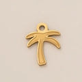Macro detail of a 18K gold-plated stainless steel palm tree pendant for DIY jewelry - Coconut Tree Pendant