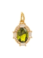 Olive green oval zircon birthstone pendant with gold plated halo and white crystals - August (Pendant)