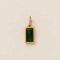 18K vergulde halsketting met rechthoekige groene smaragd-zirkonia hanger - Mei Hart Hanger - Goud