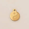 Polished and frosted 18K gold Tai Chi Yin Yang pendant with a circular hanging loop - Tai Chi Style (28) Pendant Only (Without Chain)