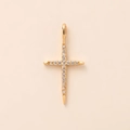 Minimalist gold cross pendant with cubic zirconia inlay for DIY jewelry design - Cross Pendant