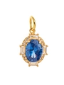 Oval blue birthstone pendant in gold finish with sparkling cubic zirconia accents - December (Pendant)