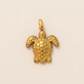 18K vergoldeter Schildkrötenanhänger aus Edelstahl mit matter Oberfläche und Textur - Meeresschildkröte (PJBJ261609GK) / Gold