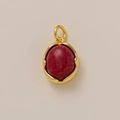 Detail of 18K gold plated pendant with oval red carnelian stone and sturdy jump ring - Red Agate Oval Pendant