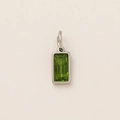 Verzilverde 18K vergulde ketting met een rechthoekige smaragdgroene edelsteen hanger - Augustus Geboortesteen Hanger - Staalkleur