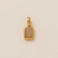 Pendentif rectangulaire en pierre grise claire avec monture plaquée or pour collier - Pendentif Pierre de Naissance Juin Uniquement (Sans Chaîne)