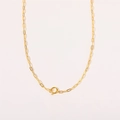 Gold paperclip chain necklace with a circular spring clasp in 18K gold polished finish - Chain Only (Paperclip Chain) / With Open Ring