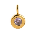 Detail eines 18K vergoldeten Edelstahl-Anhängers mit einem violetten Zirkonia-Stein - Februar Geburtsstein Anhänger Ohne Kette