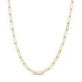 Polished 18K gold plated paperclip link chain necklace with high gloss metal finish - Paperclip Chain