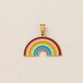18K gold plated rainbow enamel pendant necklace charm with colorful vibrant stripes - Wide Rainbow Pendant