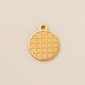 Round grid-textured titanium steel pendant with 18K gold plating for jewelry DIY - Grid Round Style (1) Pendant Only (Without Chain)