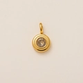 Minimalist gold titanium steel birthstone necklace with a round sparkling crystal pendant - April