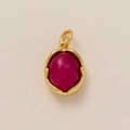 Pendentif chaîne trombone plaqué or 18K de style bohème avec pierre précieuse rouge ovale - Style Gemme Cabochon Rouge (Juillet)
