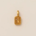 Minimalist gold stainless steel pendant featuring a rectangular yellow gemstone inlay - November Oval Charm