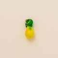 Macro detail of a translucent yellow and green glass fruit pendant with gold metal ring - Lemon Pendant Only (Without Chain)