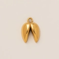Polished 18K gold fortune cookie pendant with metallic shine and circular bail detail - Fortune Cookie Style (7) Pendant Only (Without Chain)