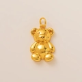 Macro shot of 3D teddy bear pendant in polished 18K gold plated metal texture - Bear Only (Without Chain)