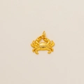 Gold crab pendant with white zircon stones and polished finish for necklace - Crab