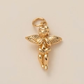 Detailed view of a golden praying angel pendant with wings on a beige background - Cupid Pendant Only