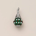 Detail of Christmas tree pendant with green enamel and festive red and white dots - Sparkling Christmas Tree