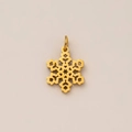 Detail of 18K gold plated snowflake pendant featuring hollow heart and star patterns - Gold Snowflake