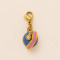 Golden planet pendant with blue enamel and lobster clasp made of 18K plated stainless steel - Planet Pendant