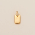 Minimalistische gouden rechthoekige hanger met vijf sprankelende witte zirkonen - Rechthoekige Tag Stijl (Pendant Only (Without Chain))