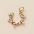 Detailed view of horseshoe charm pendant featuring iridescent crystals and gold plating - Horseshoe Pendant No. 2