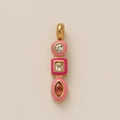 Pendentif géométrique doré élégant avec émail rose et cristaux étincelants - Zircon Coloré ① Rose