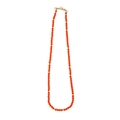 Collana con catena placcata oro 18K e vivaci perle di cristallo arancione sfaccettate - Catena No. 3; Oro